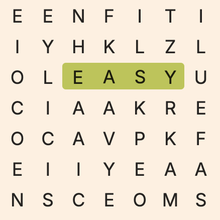 Online Easy Word Search Puzzle